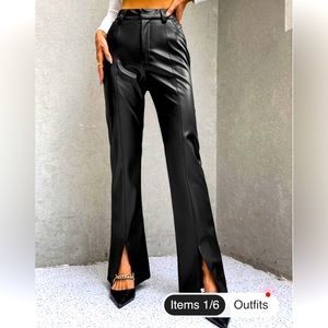 Six/Fifty faux leather pants with front slit